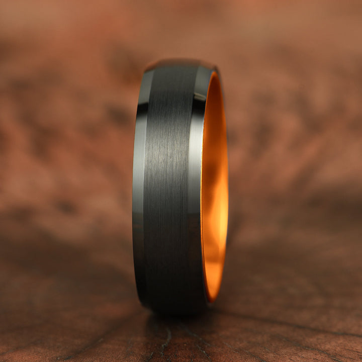 Pristine Passion Orange Interior Tungsten Men's Wedding Band 6MM - Rings By Pristine