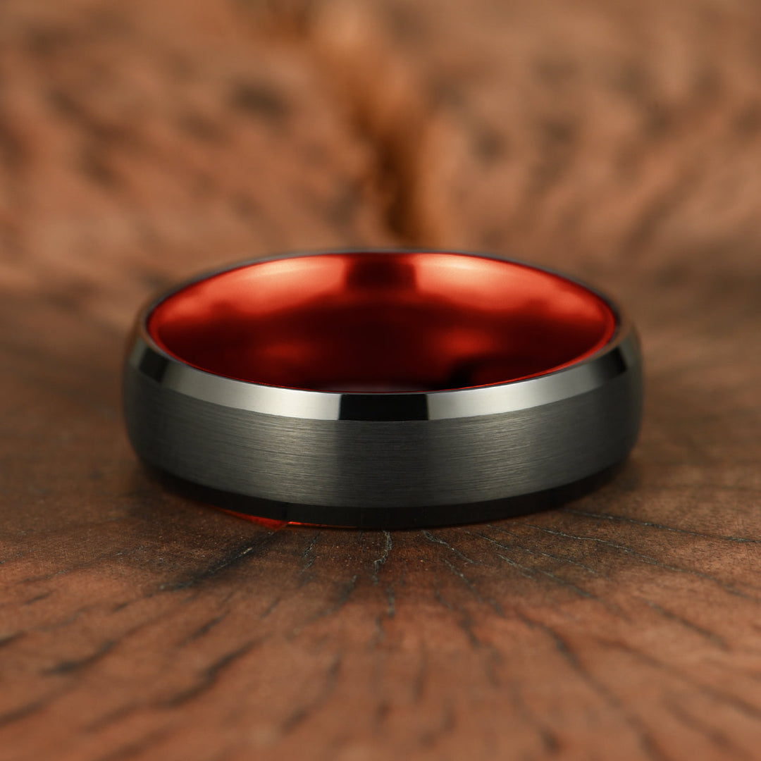 Pristine Passion Red Interior Tungsten Men's Wedding Band 6MM - Rings By Pristine