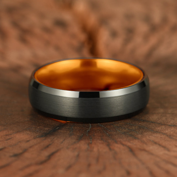 Pristine Passion Orange Interior Tungsten Men's Wedding Band 6MM - Rings By Pristine