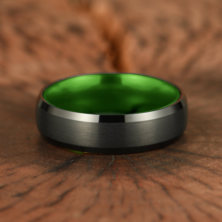 Pristine Passion Green Interior Tungsten Men's Wedding Band 6MM - Rings By Pristine