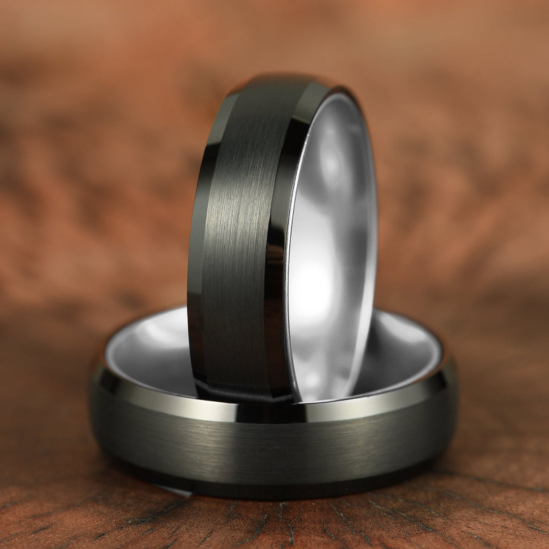 Pristine Passion Silver Interior Tungsten Men's Wedding Band 6MM - Rings By Pristine