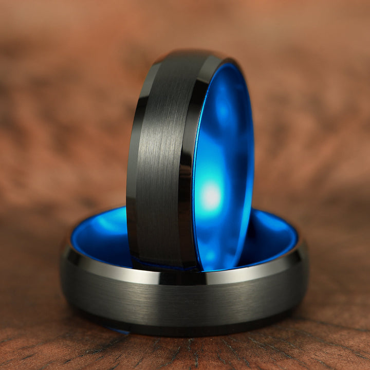 Pristine Passion Blue Interior Tungsten Men's Wedding Band 6MM - Rings By Pristine