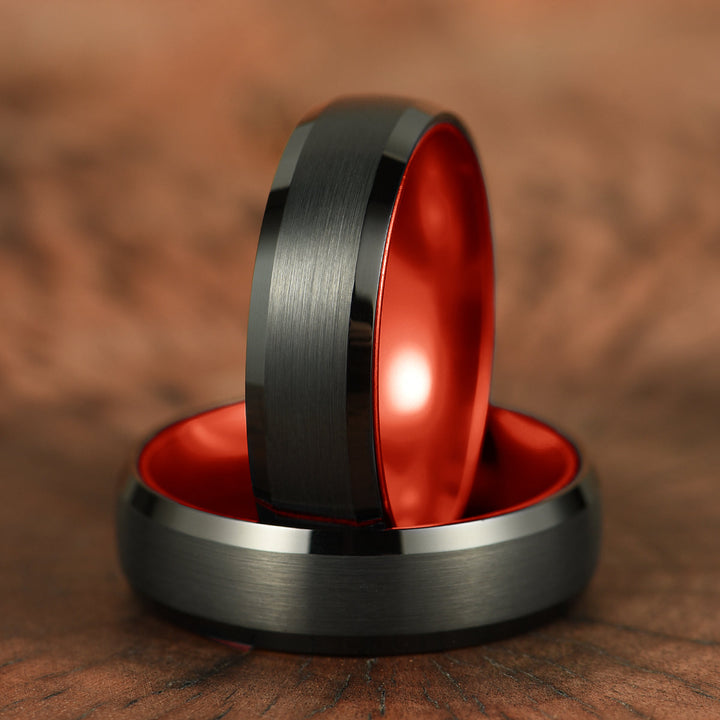 Pristine Passion Red Interior Tungsten Men's Wedding Band 6MM - Rings By Pristine