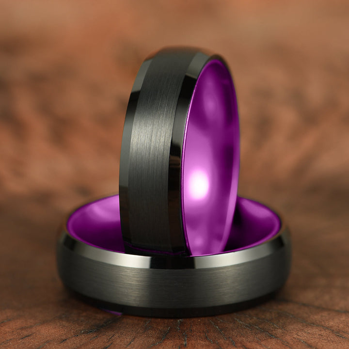 Pristine Passion Purple Interior Tungsten Wedding Band 6MM - Rings By Pristine
