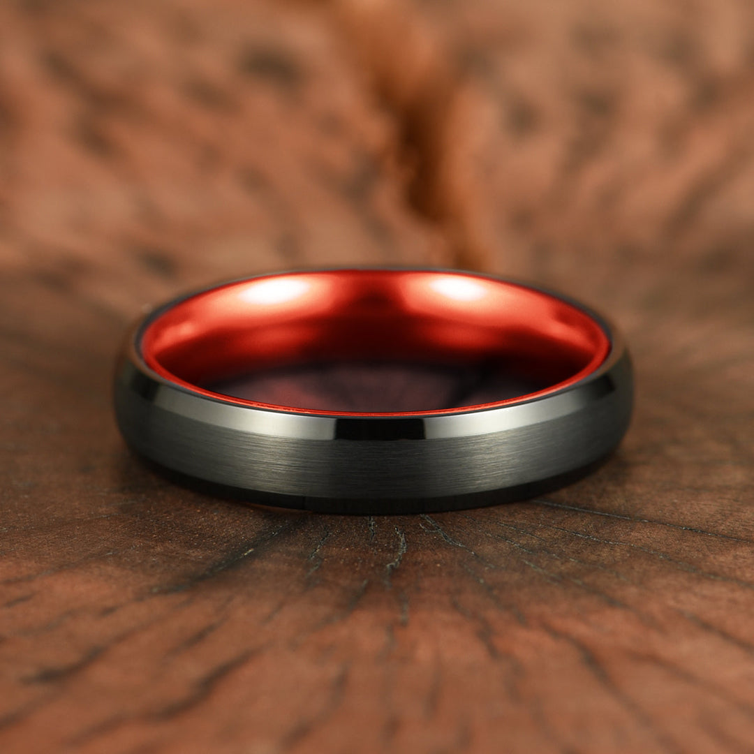 Pristine Passion Red Interior Tungsten Women's Wedding Band 4MM - Rings By Pristine