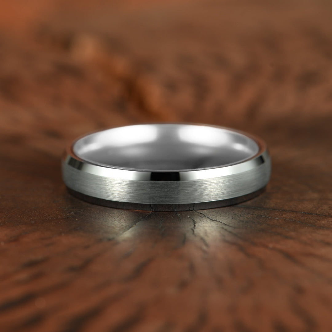 Pristine Passion Silver Interior Silver Tungsten Wedding Band 4MM - Rings By Pristine