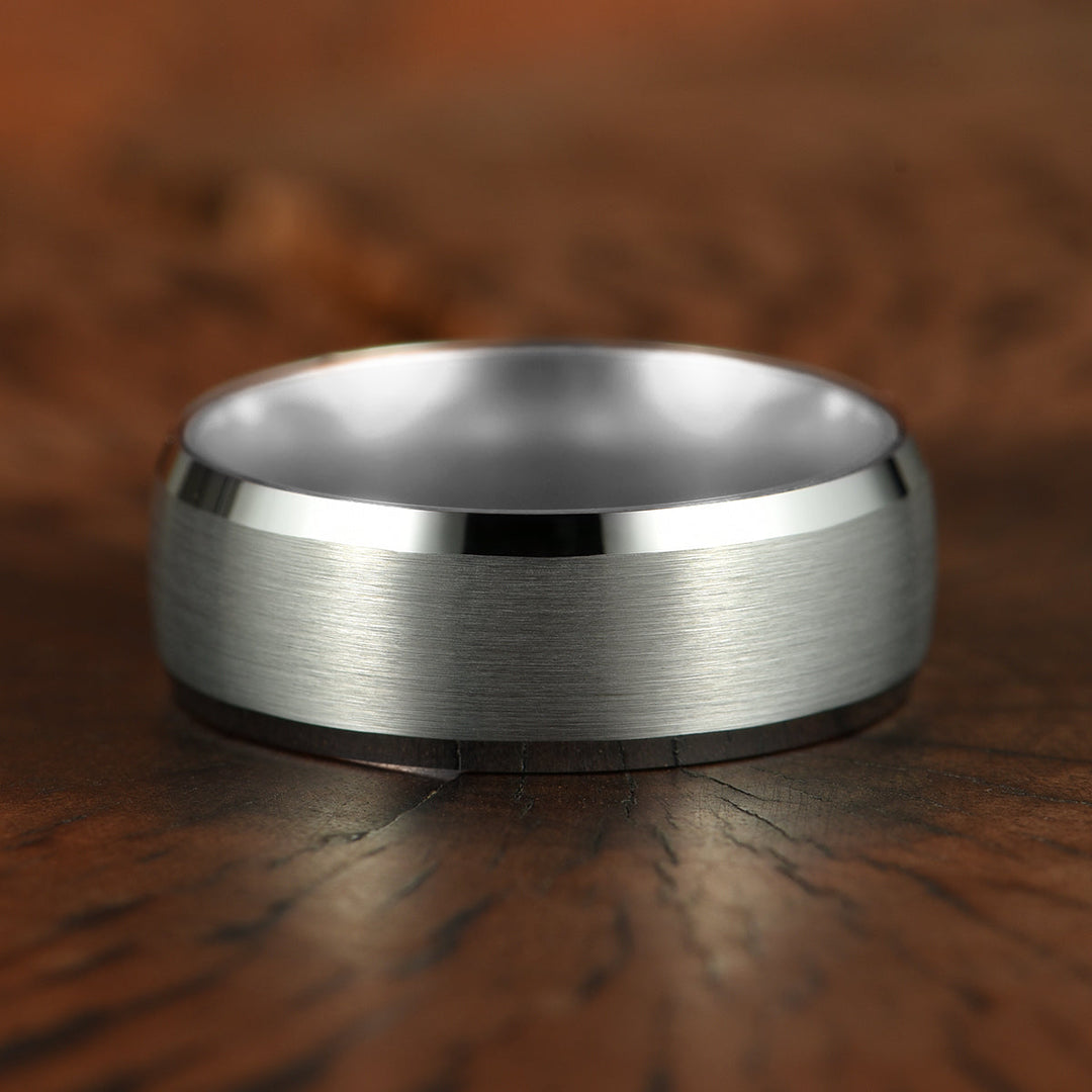 Pristine Passion Silver Interior Silver Tungsten Wedding Band 8MM - Rings By Pristine