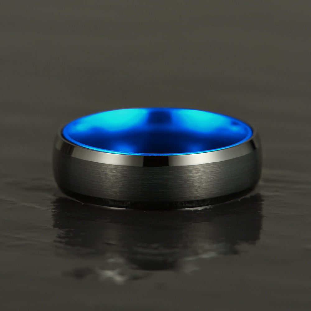 Pristine Passion Blue Interior Tungsten Men's Wedding Band 6MM - Rings By Pristine