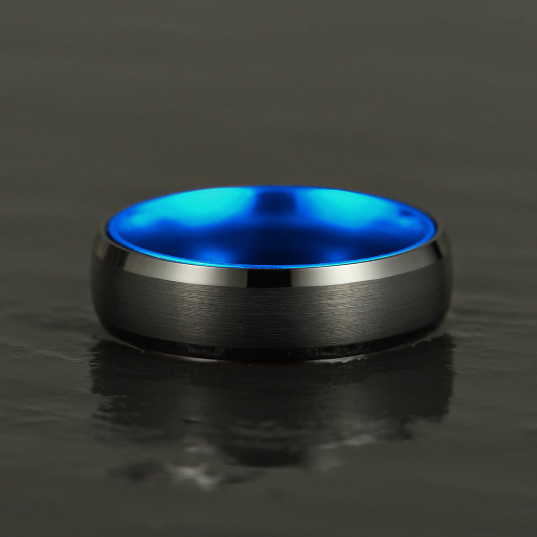 Pristine Passion Blue Interior Tungsten Men's Wedding Band 6MM - Rings By Pristine