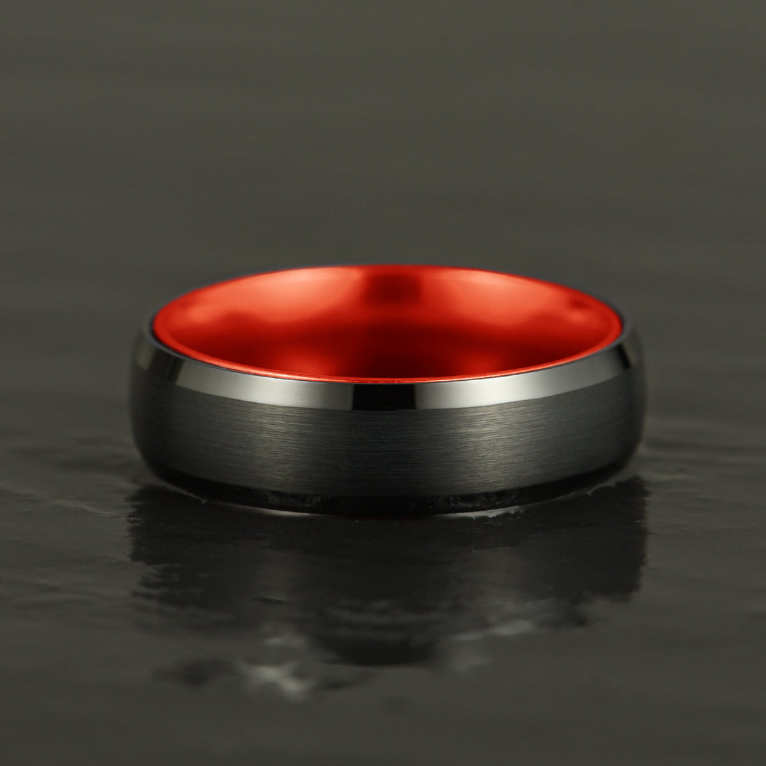 Pristine Passion Red Interior Tungsten Men's Wedding Band 6MM - Rings By Pristine