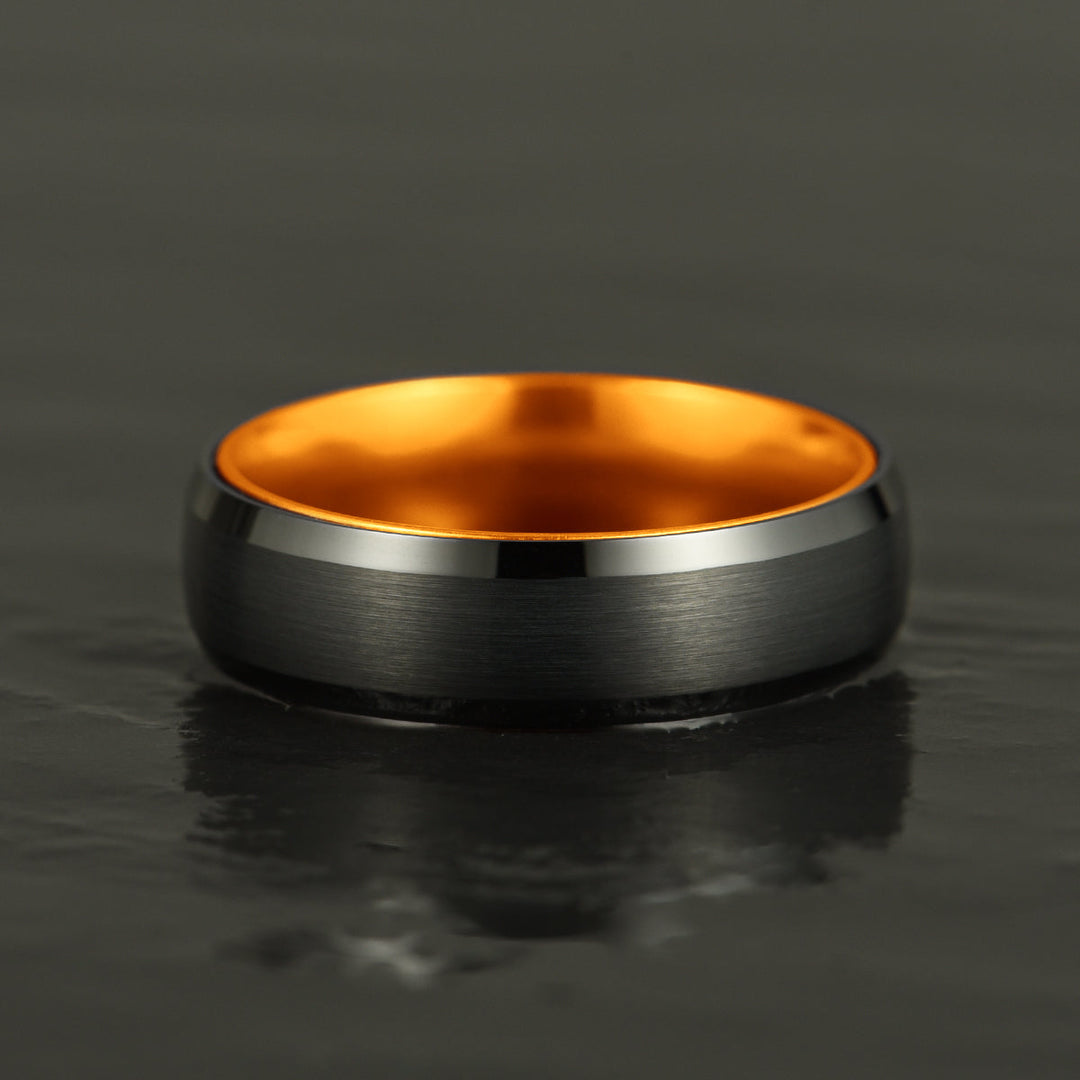 Pristine Passion Orange Interior Tungsten Men's Wedding Band 6MM - Rings By Pristine