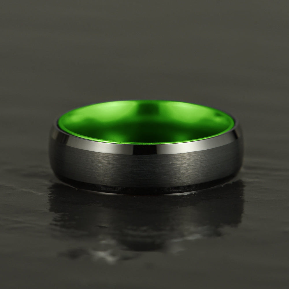 Pristine Passion Green Interior Tungsten Men's Wedding Band 6MM - Rings By Pristine