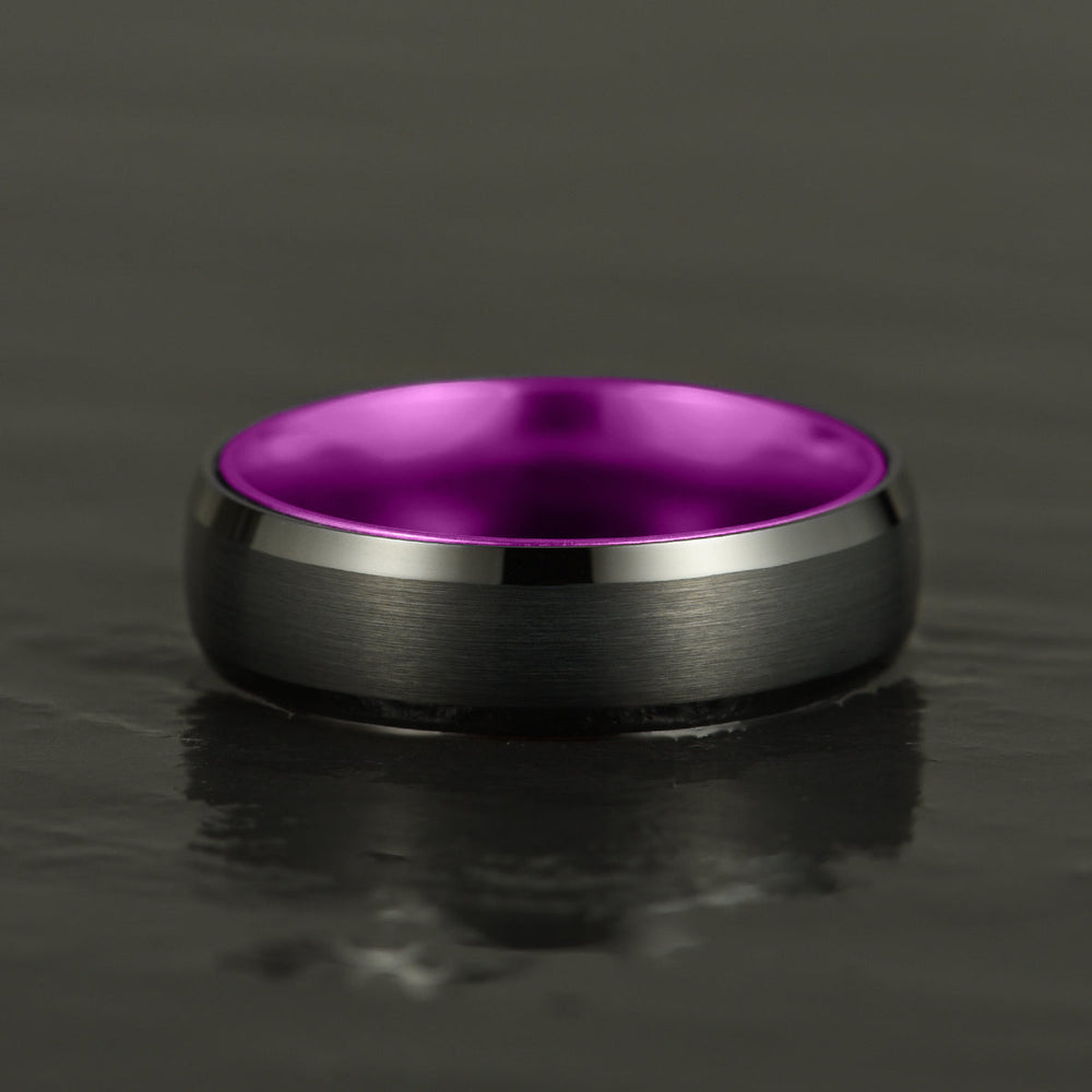 Pristine Passion Purple Interior Tungsten Wedding Band 6MM - Rings By Pristine