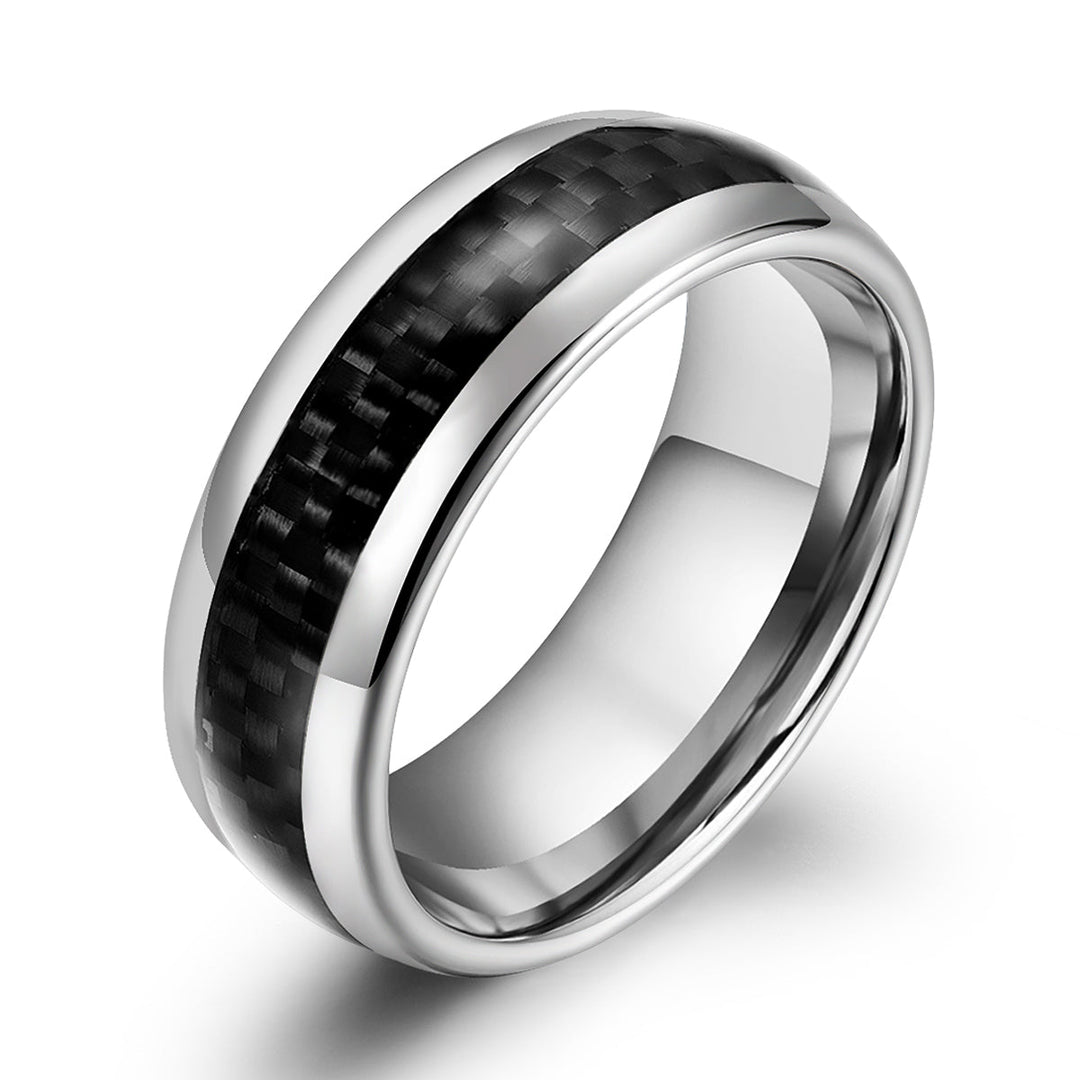 Tungsten Carbon Fiber Men's Wedding Band 8MM - Rings By Pristine