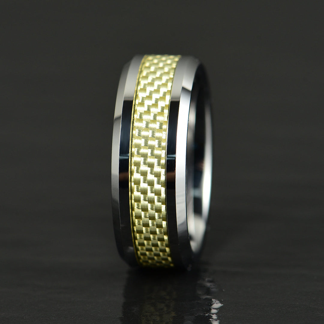 Tungsten Golden Mesh Men's Wedding Band 8MM - Rings By Pristine