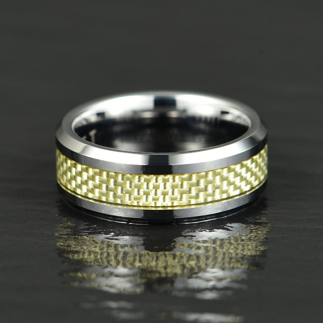 Tungsten Golden Mesh Men's Wedding Band 8MM - Rings By Pristine