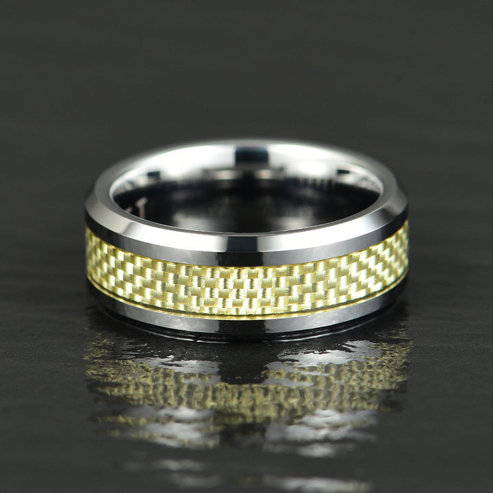 Tungsten Golden Mesh Men's Wedding Band 8MM - Rings By Pristine