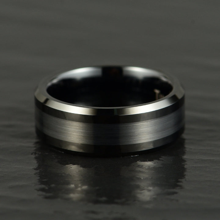 Black Tungsten Men's Wedding Band 8MM - Rings By Pristine