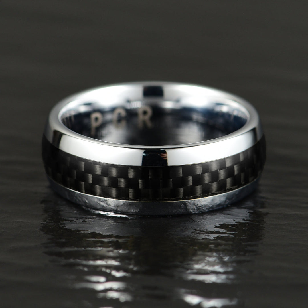 Tungsten Carbon Fiber Men's Wedding Band 8MM - Rings By Pristine