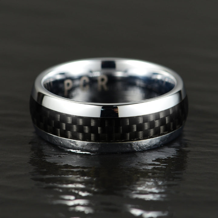 Tungsten Carbon Fiber Men's Wedding Band 8MM - Rings By Pristine