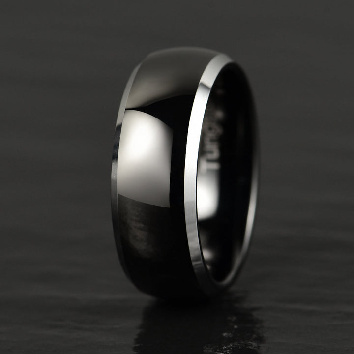 Glossy Black Tungsten Men's Wedding Band 8MM - Rings By Pristine