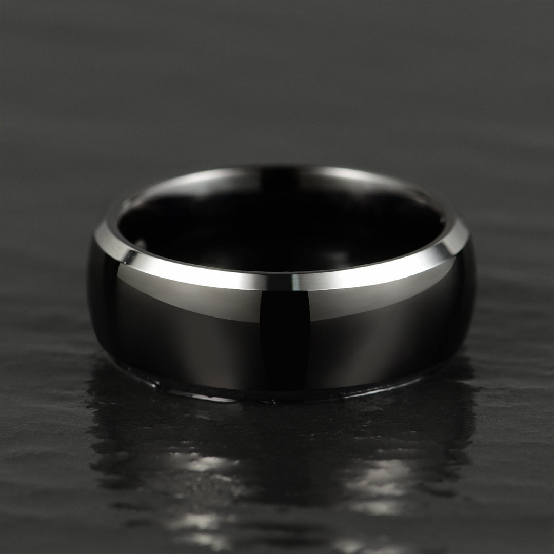 Glossy Black Tungsten Men's Wedding Band 8MM - Rings By Pristine