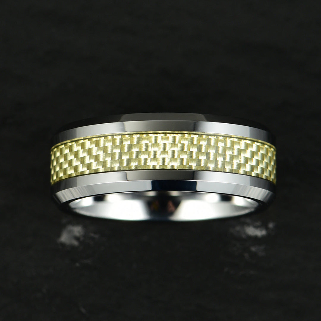 Tungsten Golden Mesh Men's Wedding Band 8MM - Rings By Pristine