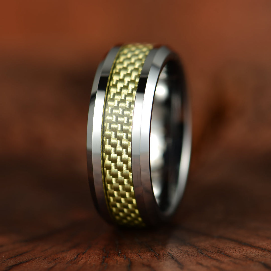Tungsten Golden Mesh Men's Wedding Band 8MM - Rings By Pristine
