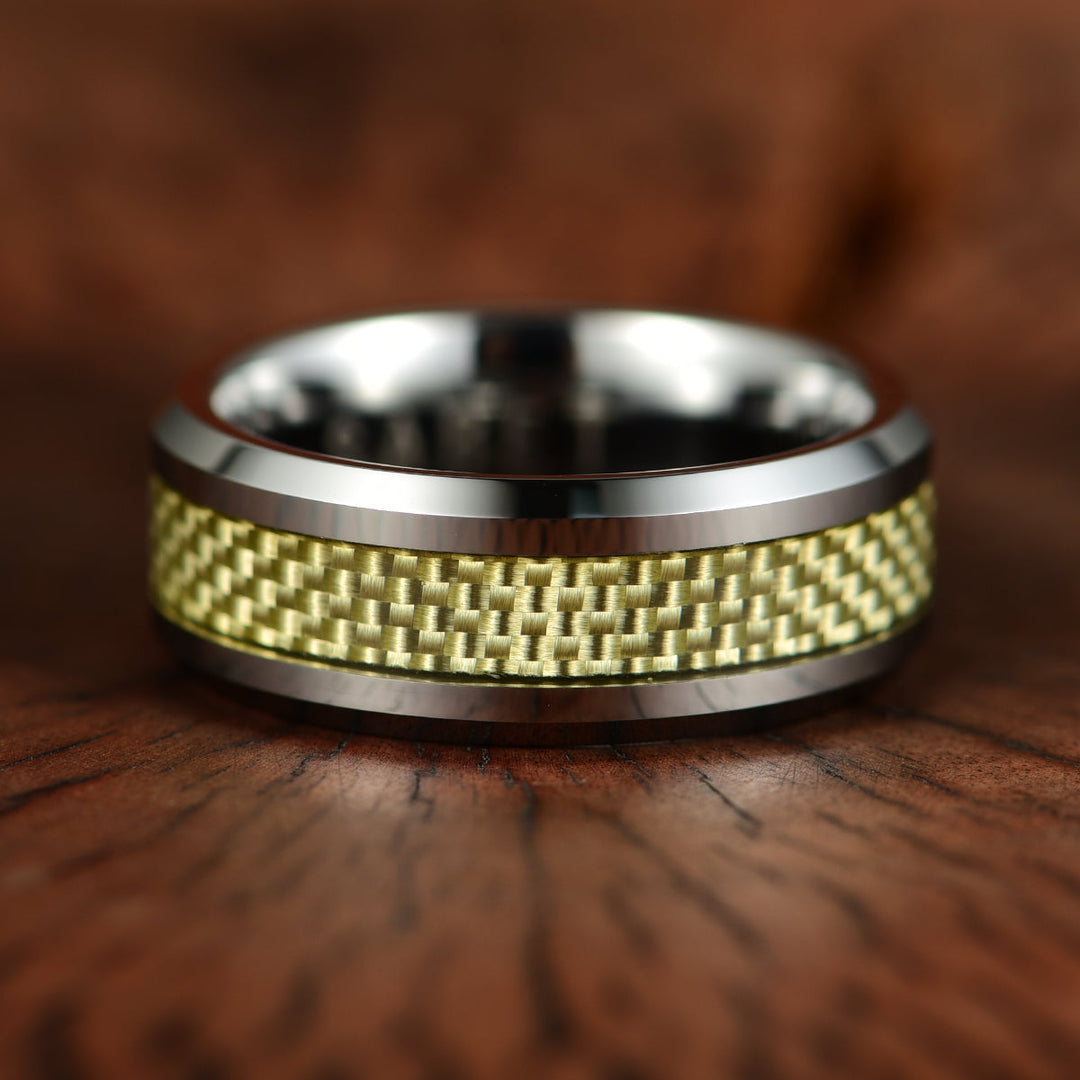 Tungsten Golden Mesh Men's Wedding Band 8MM - Rings By Pristine