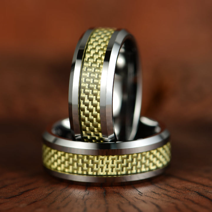 Tungsten Golden Mesh Men's Wedding Band 8MM - Rings By Pristine