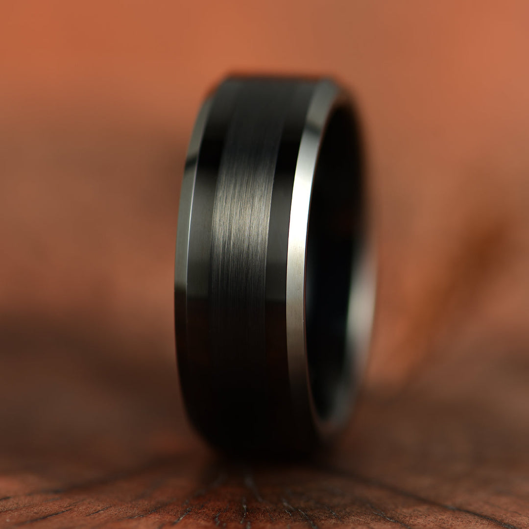 Black Tungsten Men's Wedding Band 8MM - Rings By Pristine