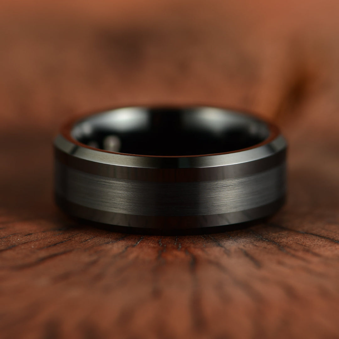 Black Tungsten Men's Wedding Band 8MM - Rings By Pristine