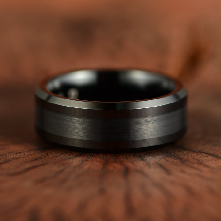 Black Tungsten Men's Wedding Band 8MM - Rings By Pristine