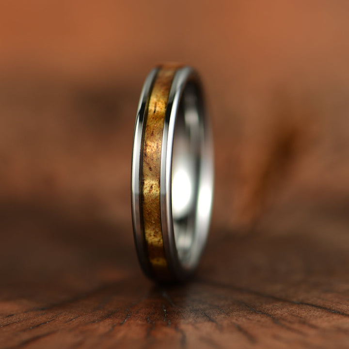 Tungsten Koa Wood Women's Wedding Band 4MM - Rings By Pristine