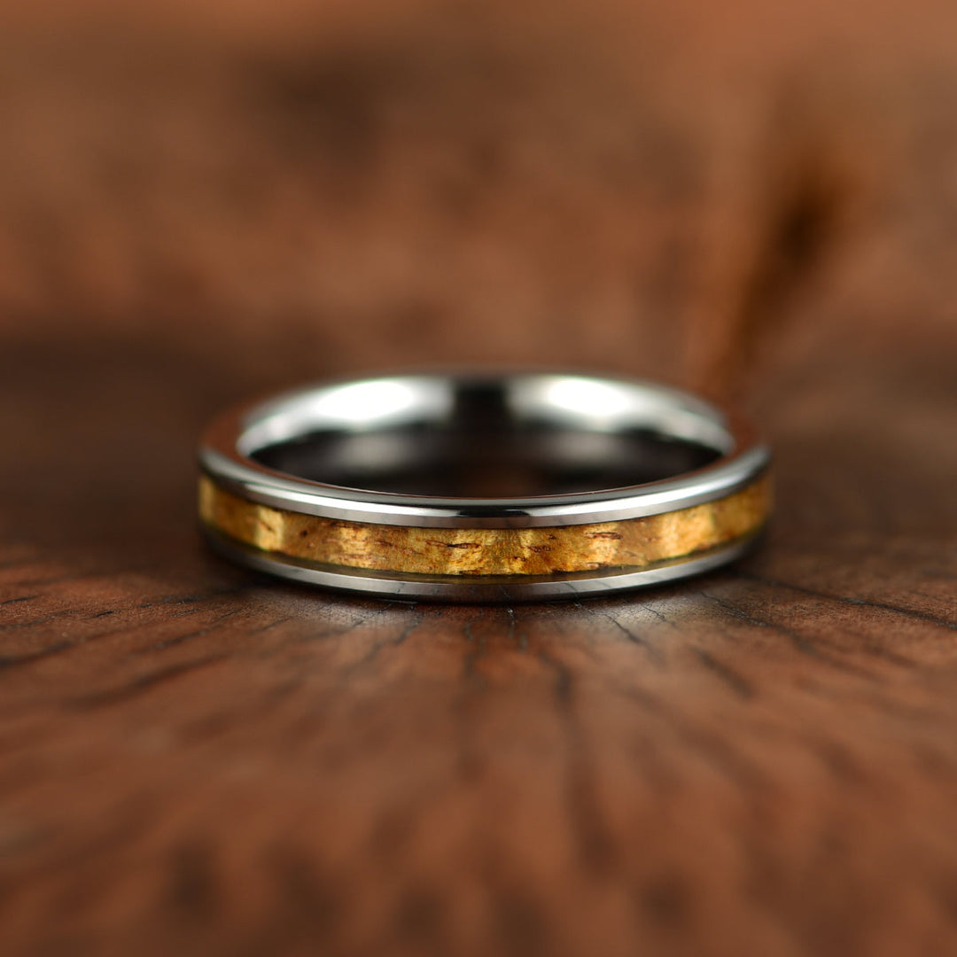 Tungsten Koa Wood Women's Wedding Band 4MM - Rings By Pristine