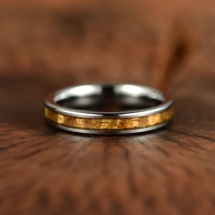 Tungsten Koa Wood Women's Wedding Band 4MM - Rings By Pristine
