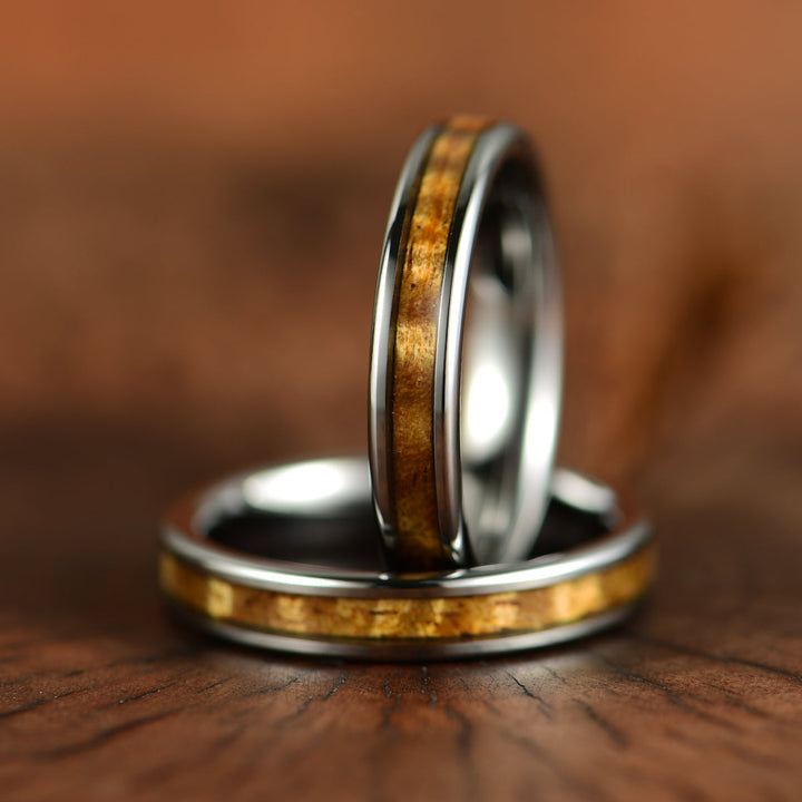 Tungsten Koa Wood Women's Wedding Band 4MM - Rings By Pristine