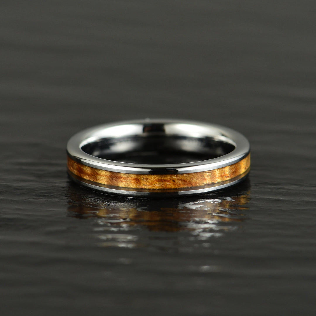 Tungsten Koa Wood Women's Wedding Band 4MM - Rings By Pristine
