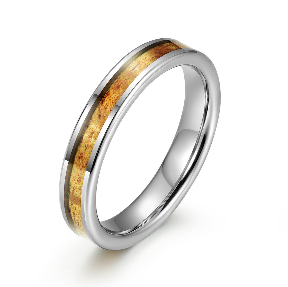 Tungsten Koa Wood Women's Wedding Band 4MM - Rings By Pristine