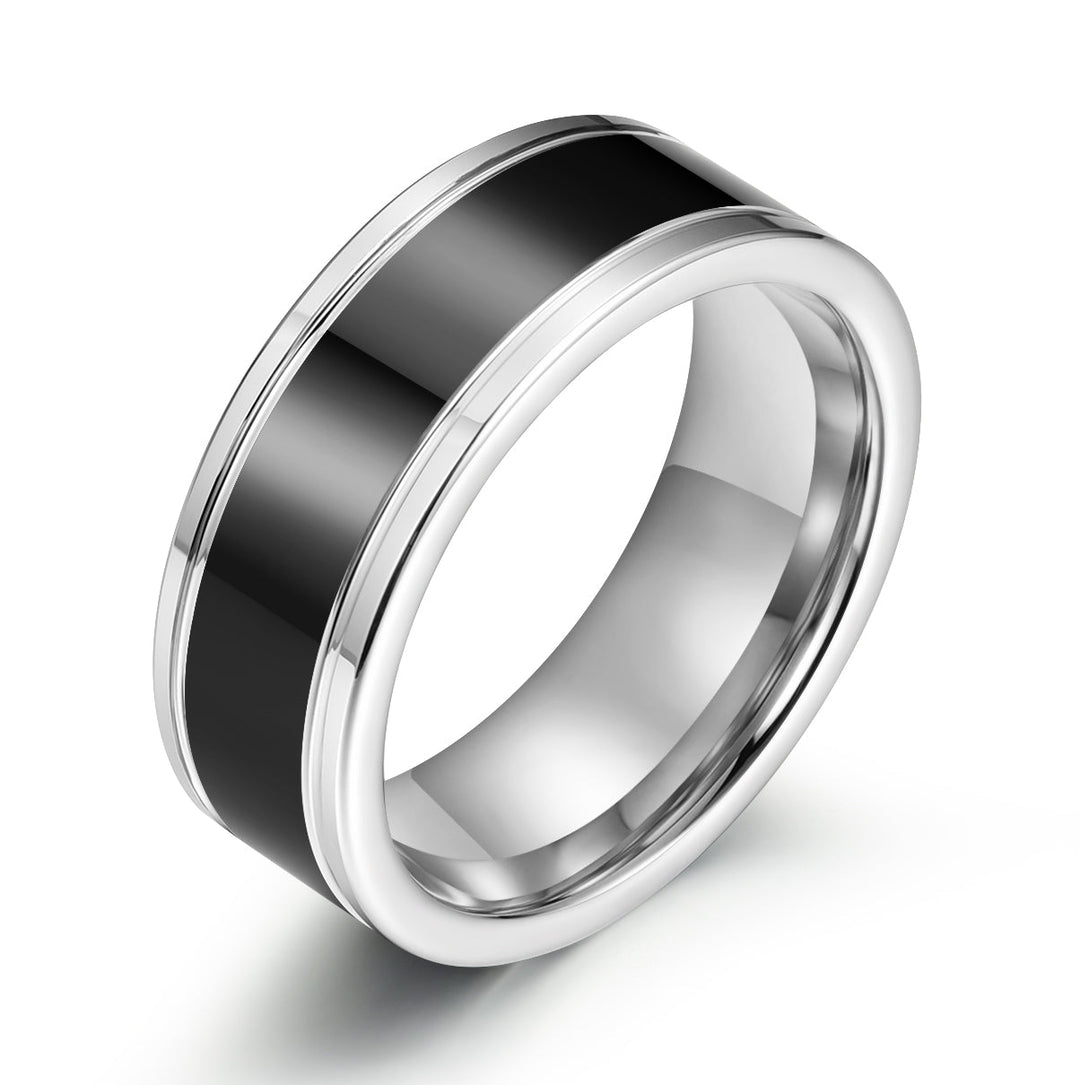 Black Glossy Tungsten Men's Wedding Band 8MM - Rings By Pristine