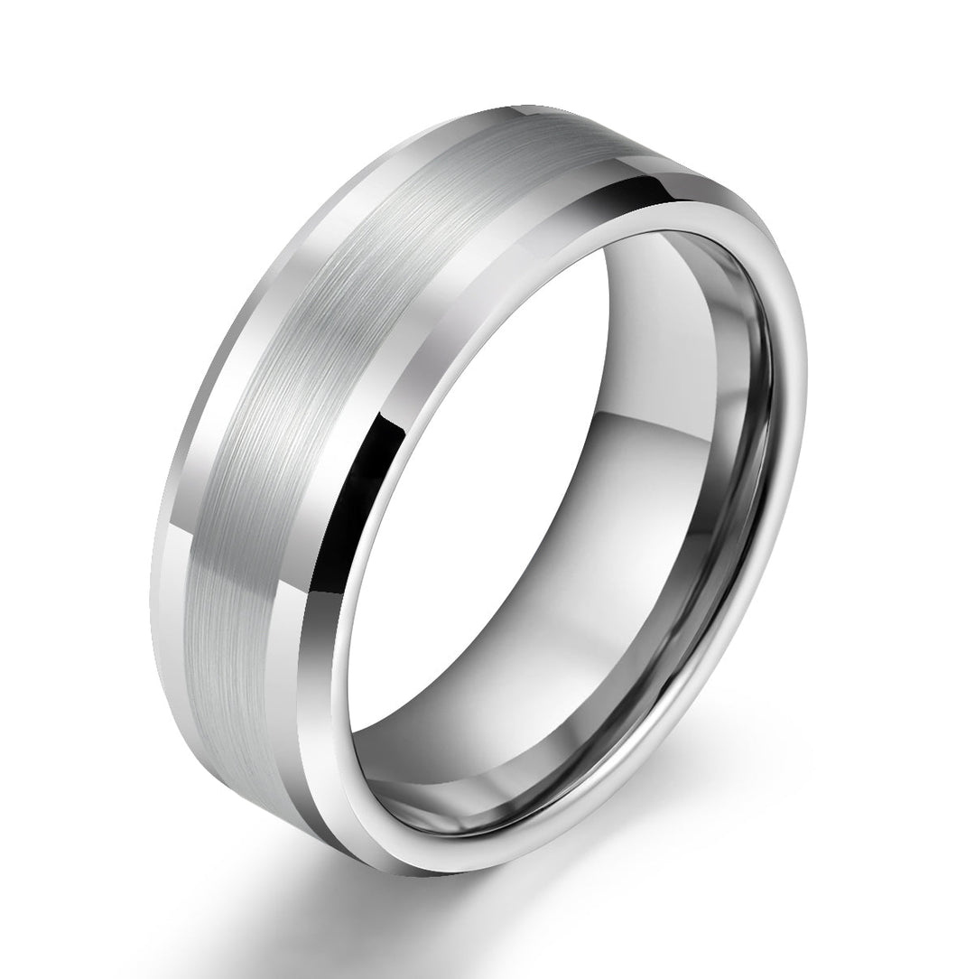 Silver Tungsten Brushed Men's Wedding Band 8MM - Rings By Pristine