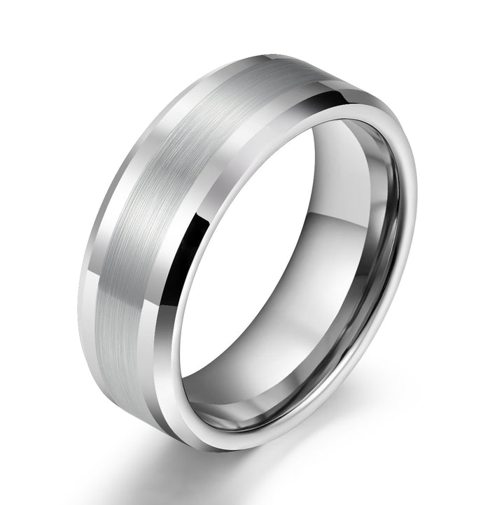 Silver Tungsten Brushed Men's Wedding Band 8MM - Rings By Pristine