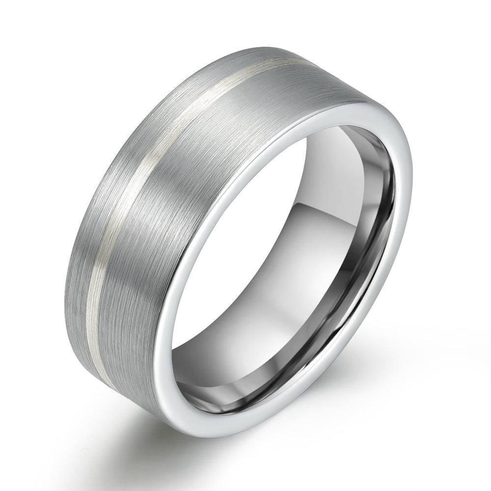 Silver Tungsten Men's Wedding Band 8MM - Rings By Pristine