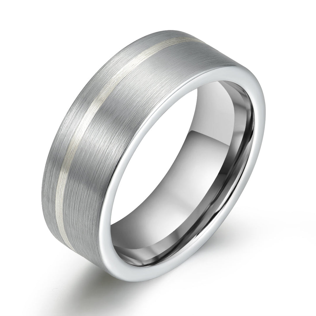 Silver Tungsten Men's Wedding Band 8MM - Rings By Pristine