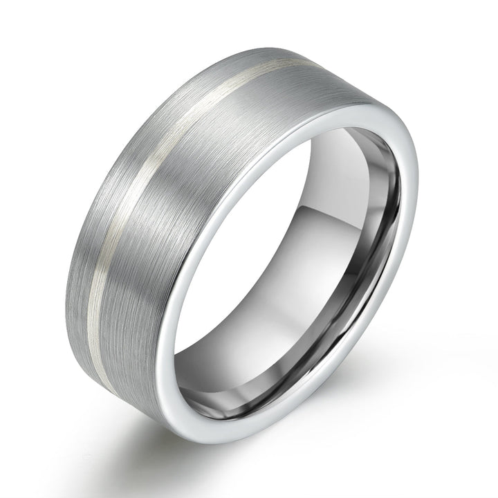 Silver Tungsten Men's Wedding Band 8MM - Rings By Pristine