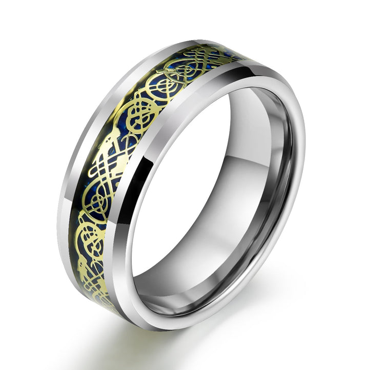 Tungsten Crushed Turquoise Intrinsic Design Men's Wedding Band 8MM - Rings By Pristine