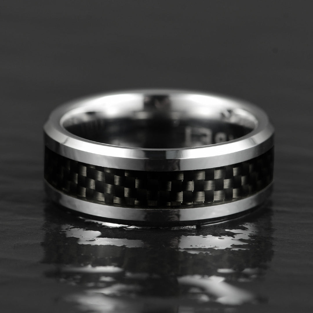 Tungsten Black Mesh Men's Wedding Band 8MM - Rings By Pristine