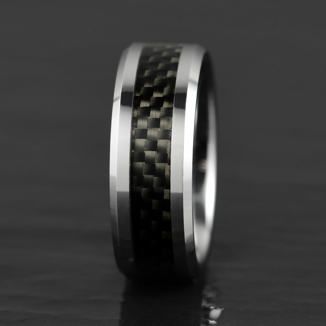 Tungsten Black Mesh Men's Wedding Band 8MM - Rings By Pristine
