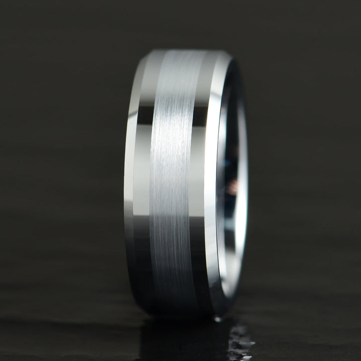 Silver Tungsten Brushed Men's Wedding Band 8MM - Rings By Pristine