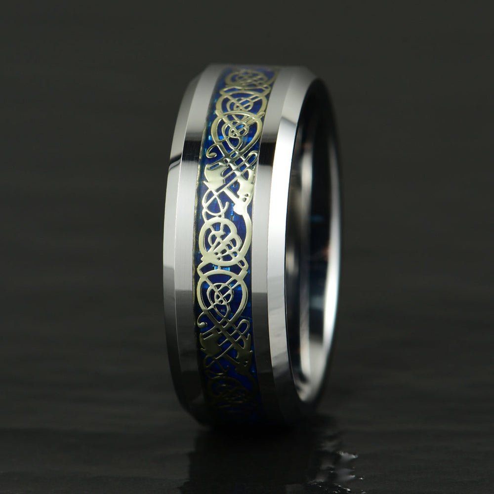 Tungsten Crushed Turquoise Intrinsic Design Men's Wedding Band 8MM - Rings By Pristine